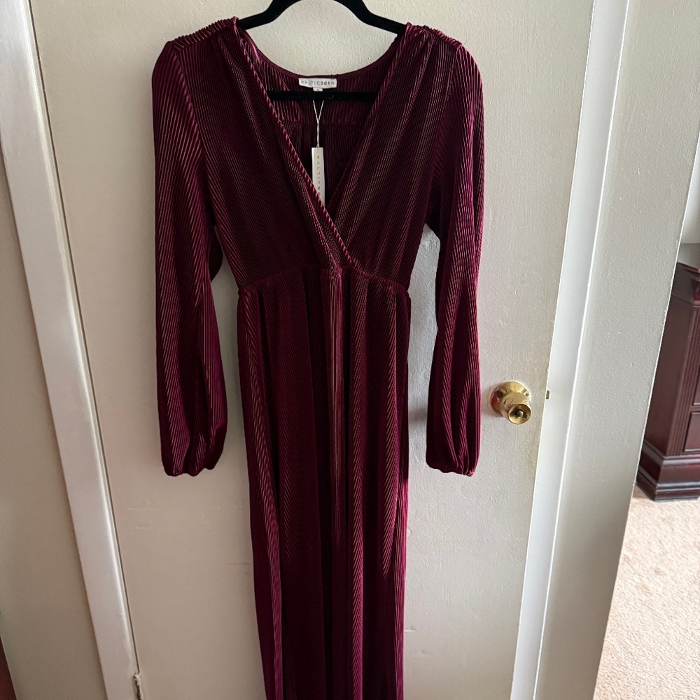 NWT Baltic Born Venus Pleated Maxi Dress in Mulberry